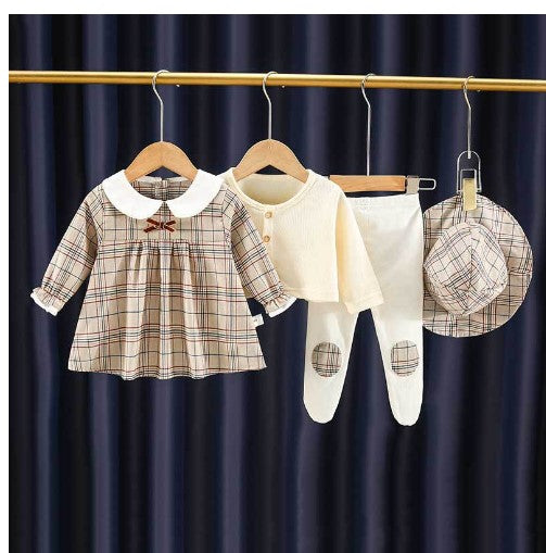 Autumn New Baby One-Piece Outing Suit Male And Female Baby Dress Suit With Hood Three-Piece Baby Bag Fart