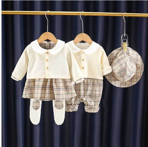 Autumn New Baby One-Piece Outing Suit Male And Female Baby Dress Suit With Hood Three-Piece Baby Bag Fart
