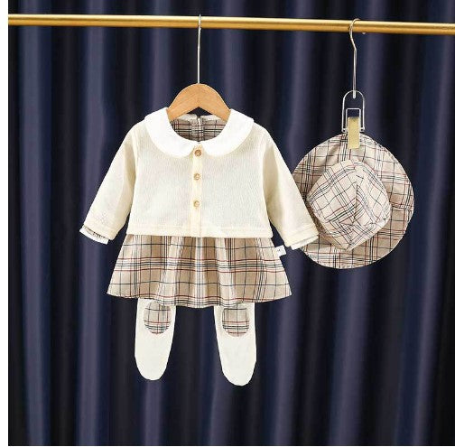 Autumn New Baby One-Piece Outing Suit Male And Female Baby Dress Suit With Hood Three-Piece Baby Bag Fart