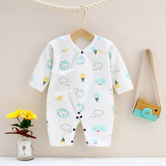 Baby onesie spring and autumn boneless cotton class A baby spring crawl clothes newborn clothes clothes rompers