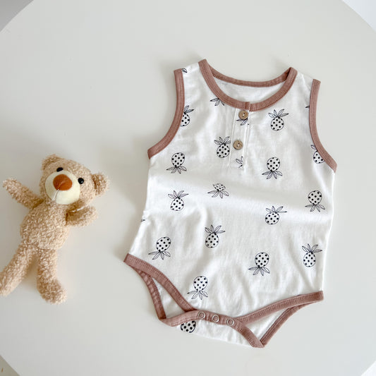 Newborn Summer Clothes Thin Vest Romper Pineapple Print Baby Baby Cotton Sleeveless Wrap Dress One-Piece Romper