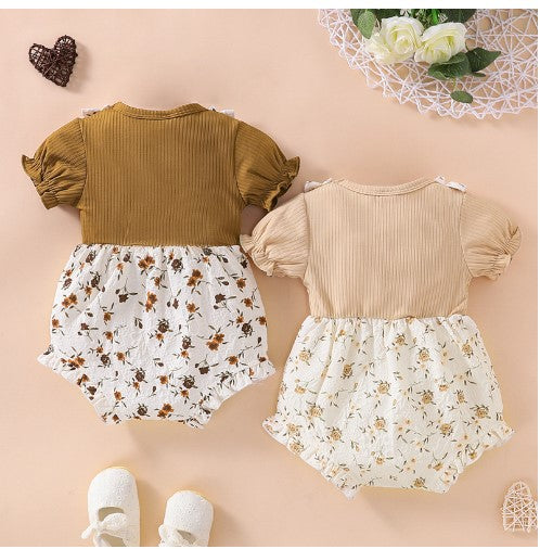 Baby New Floral Fake Two-Piece Triangle Romper Children's Clothing