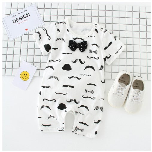 Baby Clothes Newborn Boys And Girls Baby Hot Style Rompers Children's Bow Tie One-Piece Summer Short-Sleeved Cotton Romper