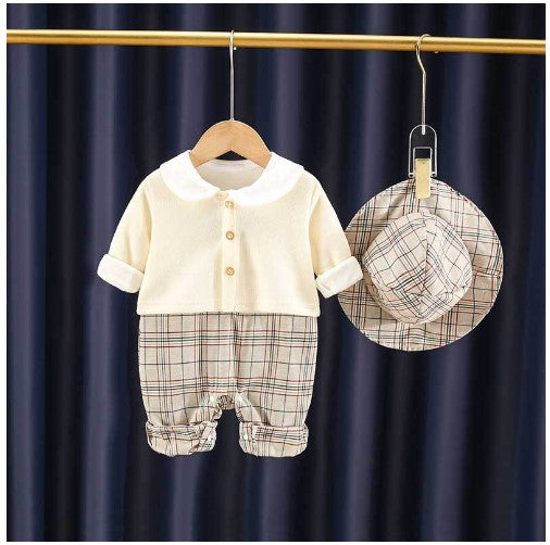 Autumn New Baby One-Piece Outing Suit Male And Female Baby Dress Suit With Hood Three-Piece Baby Bag Fart