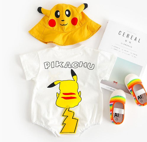 Send The Same Cartoon Hat 0-2 Years Old Baby 2022 Summer New Cartoon Romper Newborn Foreign Style Rompers